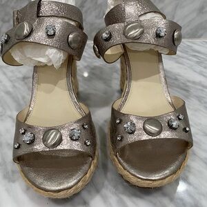 Via Spiga Strappy metallic wedge sandals